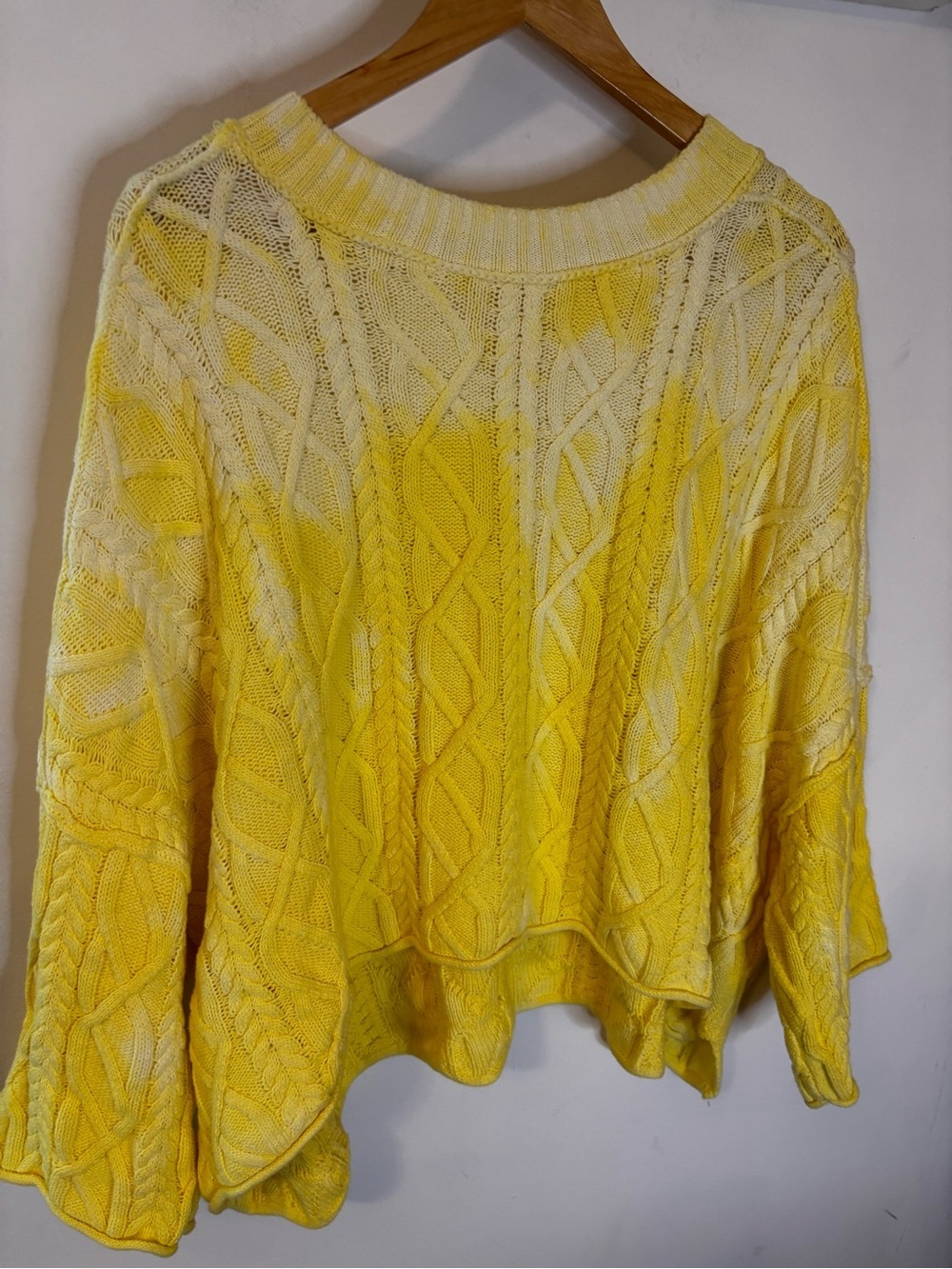 Free People Washed Ashore Oversized Yellow Cable Knit Fisherman Sweater - Picture 10 of 11